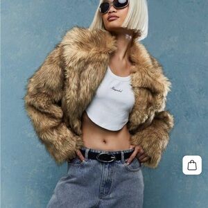 Faux Fur Jacket in Brown